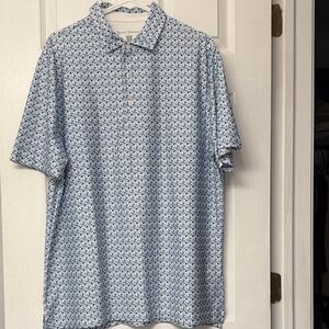 Brooks Brothers White and Blue Patterned Polo Shirt